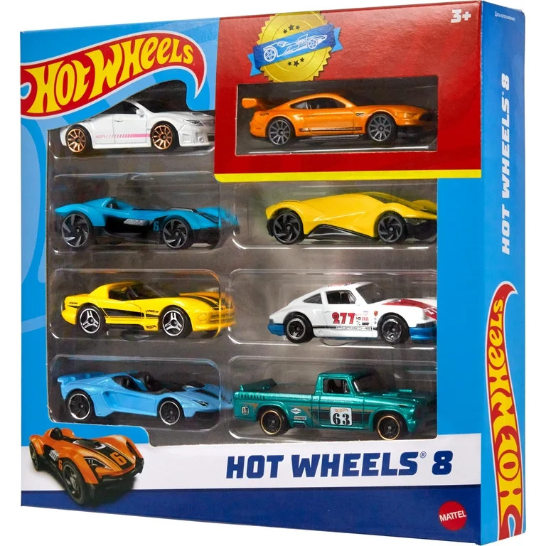 Hot Wheels Set of 8 Basic Toy Cars & Trucks in 1:64 Scale Including 1 Exclusive Car, Styles May V... | Walmart (US)