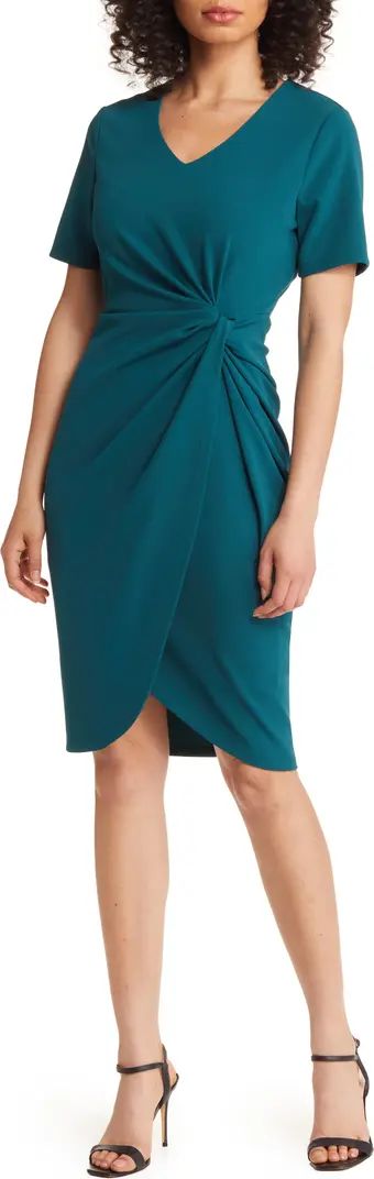 Side Knot Stretch Crepe Dress | Nordstrom