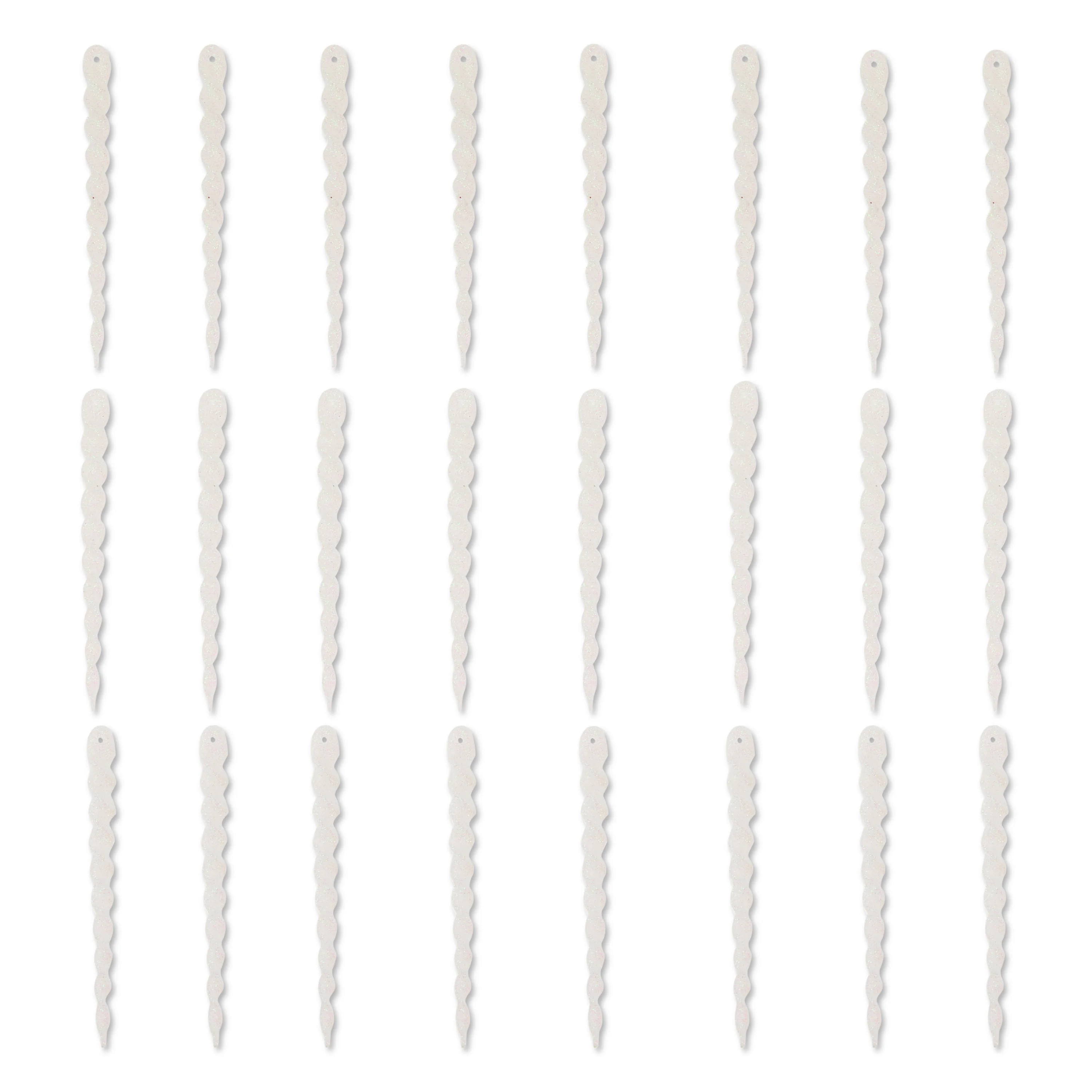 White Glitter Icicle Christmas Ornaments, 5.3", 24 Count, by Holiday Time | Walmart (US)