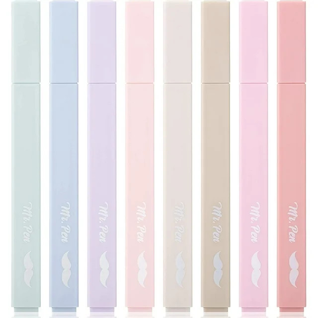 Mr. Pen- Aesthetic Highlighters, 8 Pcs, Chisel Tip, Muted Pastel Color, Assorted Color Highlighte... | Walmart (US)