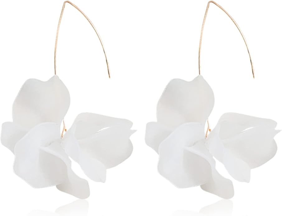 Unique Handmade Bohemian Resin Flower Petal Dangle Earrings Large Long Acrylic Rose Flower Tiered... | Amazon (US)