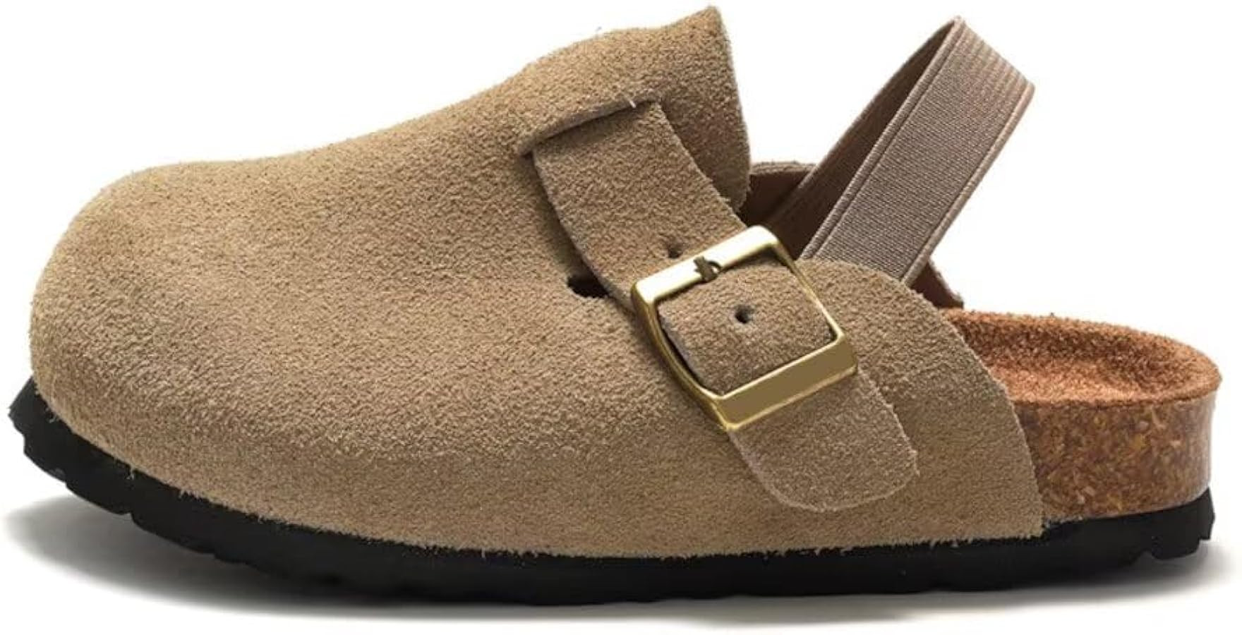 dubuto Cork Suede Clogs for Toddler Kids Boys Girls Leather Mules Footbed Sandals Potato Slippers | Amazon (US)