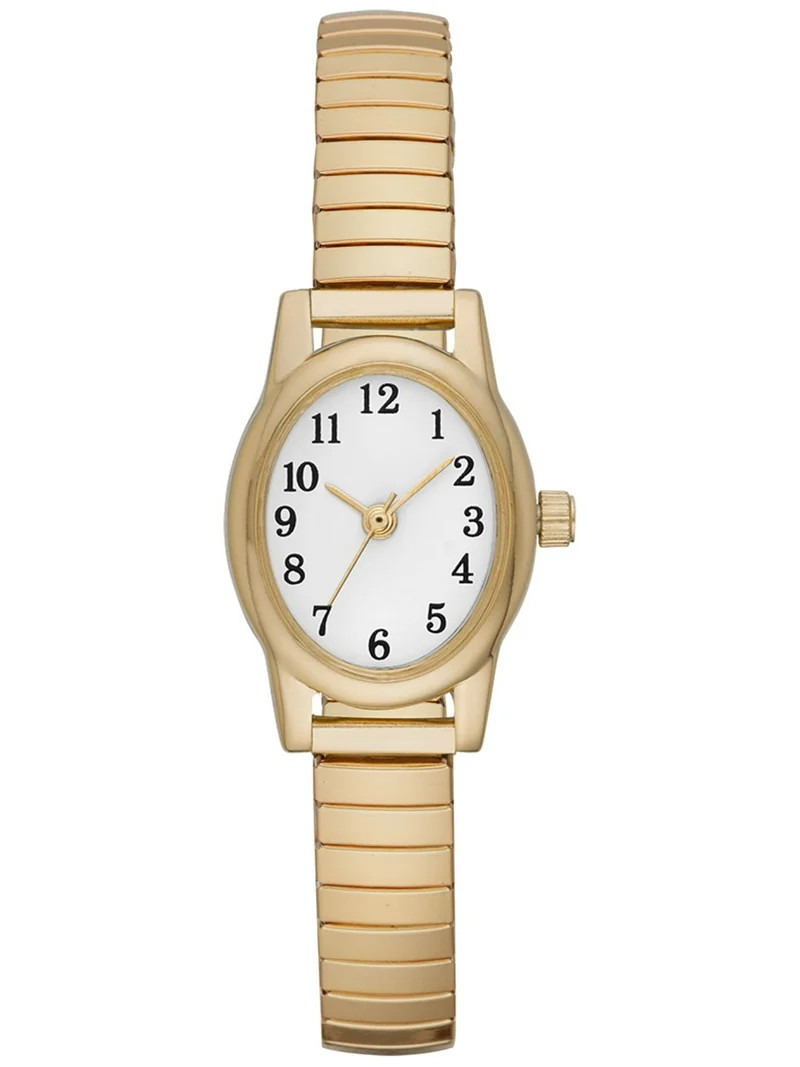 Time & Tru Women's Wristwatch: Gold Tone Oval Case, Easy Read Dial, Expansion Band (FMDOTT008) | Walmart (US)