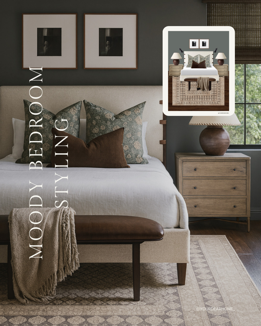 Moody bedroom styling idea! I've used SW Homburg Gray here, a gorgeous gray color with blue undertone. Perfect to create a moody vibe. 

 #LTKHome