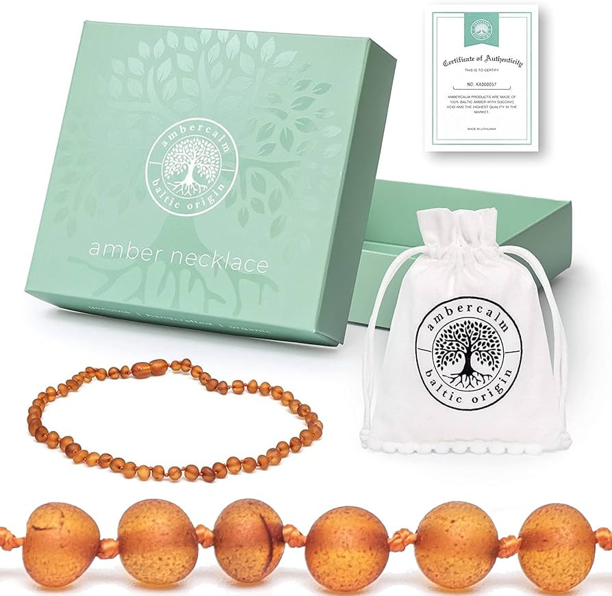 Ambercalm Baltic Amber Necklace - Raw Unpolished Amber Baroque w/ Certified Genuine Baltic Amber ... | Amazon (US)