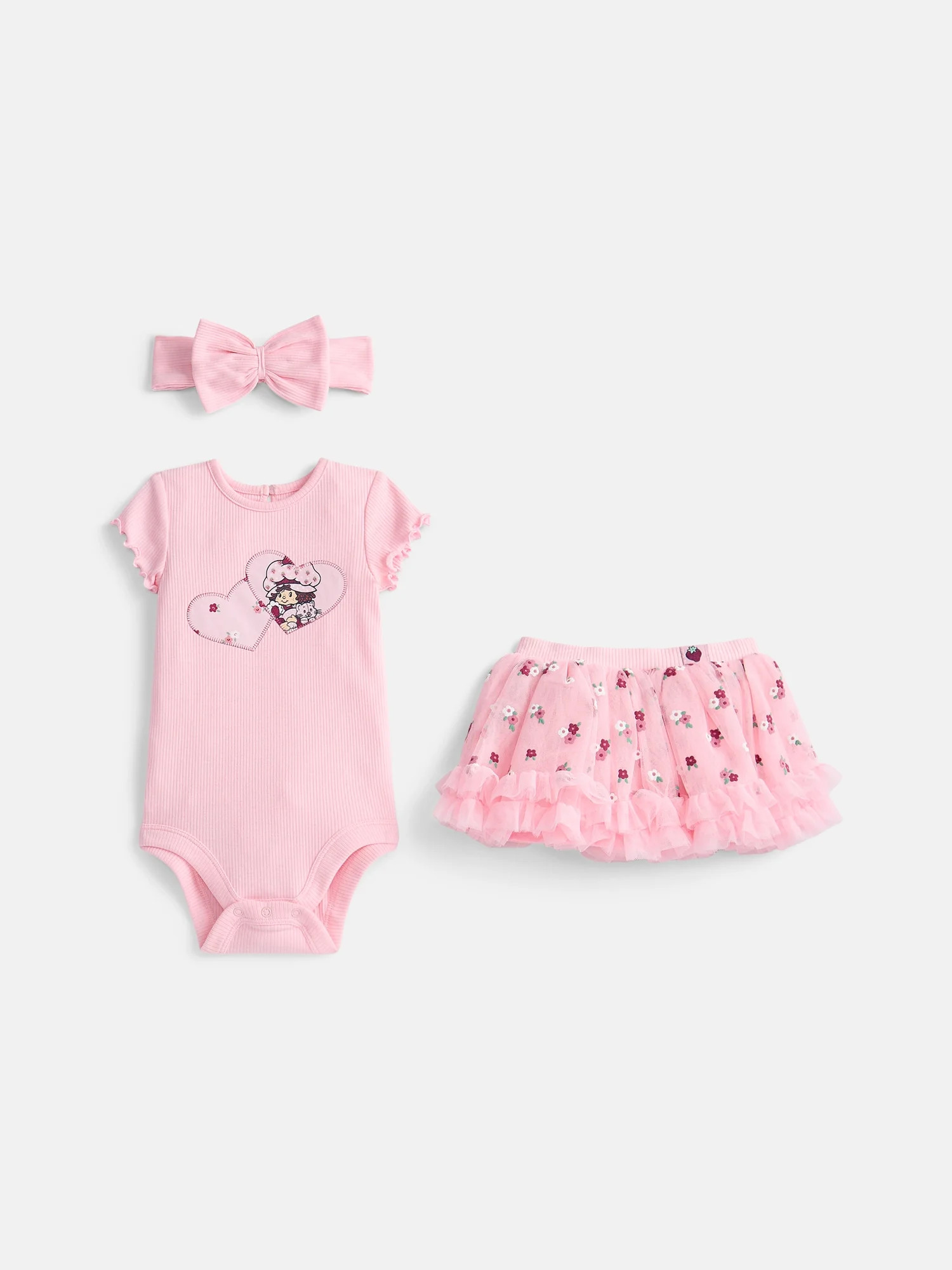 Strawberry Shortcake Baby Girls Graphic Bodysuit and Skirt Set with Matching Headband, 3-Piece, S... | Walmart (US)
