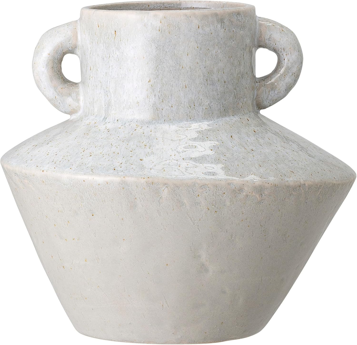 Bloomingville Round Stoneware Vase with Reactive Glaze Finish and Vertical Handles, Light Grey | Amazon (US)