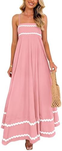 PRETTYGARDEN Women's 2026 Summer Flowy Maxi Dress Casual Sleeveless Spaghetti Strap Ruffle Beach ... | Amazon (US)