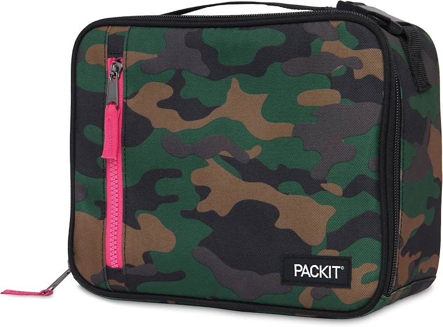 PackIt Freezable Classic Lunch Box, Camo with Hot Pink Trim | Amazon (US)
