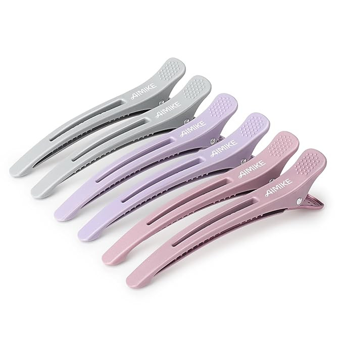 AIMIKE Hair Sectioning Clips with Silicone Band - 6pcs No Crease Duck Billed Clips for Styling, C... | Amazon (US)
