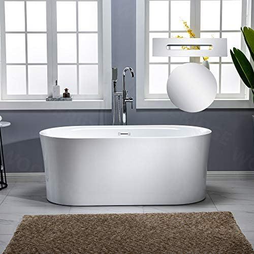 WOODBRIDGE 59" Air Bubble Acrylic Freestanding Bathtub Contemporary Soaking Tub , White Acrylic wirh | Amazon (US)