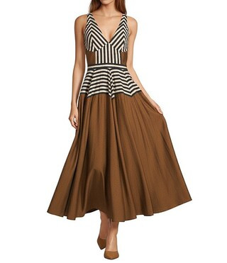 Antonio Melani Ashley Stripe Luxe Voile V-Neckline Sleeveless A-Line Maxi Dress | Dillard's | Dillard's
