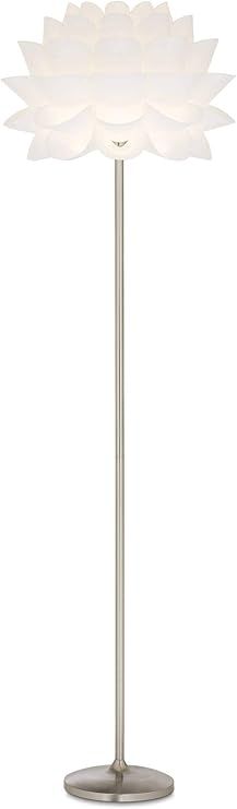 Possini Euro Design Modern Art Deco Floor Lamp Standing 63" Tall Brushed Steel Silver Metal Thin ... | Amazon (US)