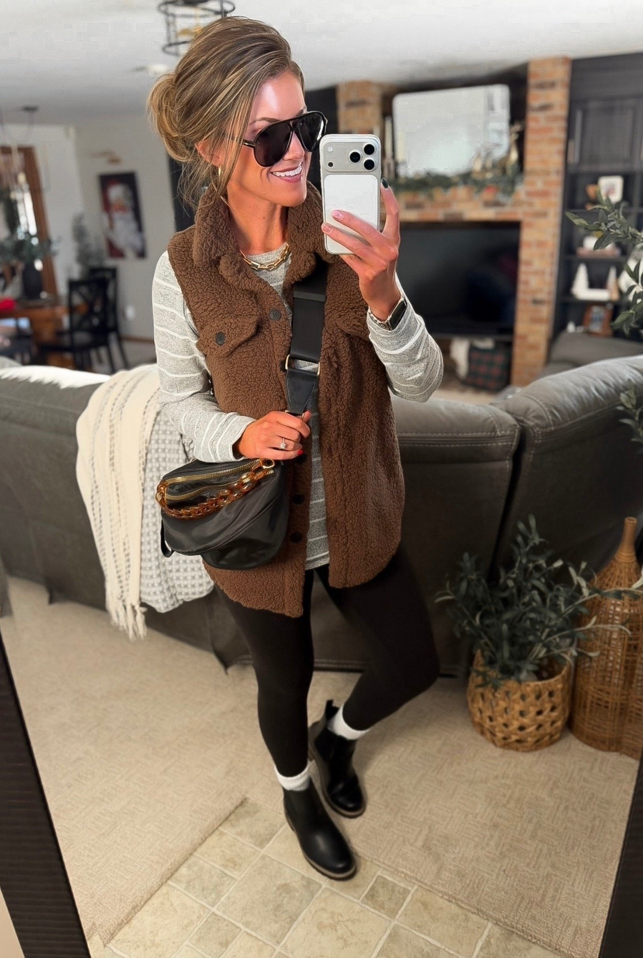 Comfy but make it cute. 
Top/ medium
Vest/ small
Leggings/ s-m

#LTKFindsUnder50 #LTKSeasonal