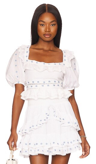 Brianna Embroidered Top in White | Revolve Clothing (Global)