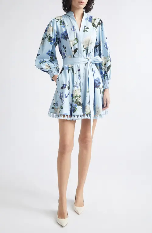 ALICE + OLIVIA Lucy Floral Long Sleeve Minidress in Fly Away at Nordstrom, Size 10 | Nordstrom
