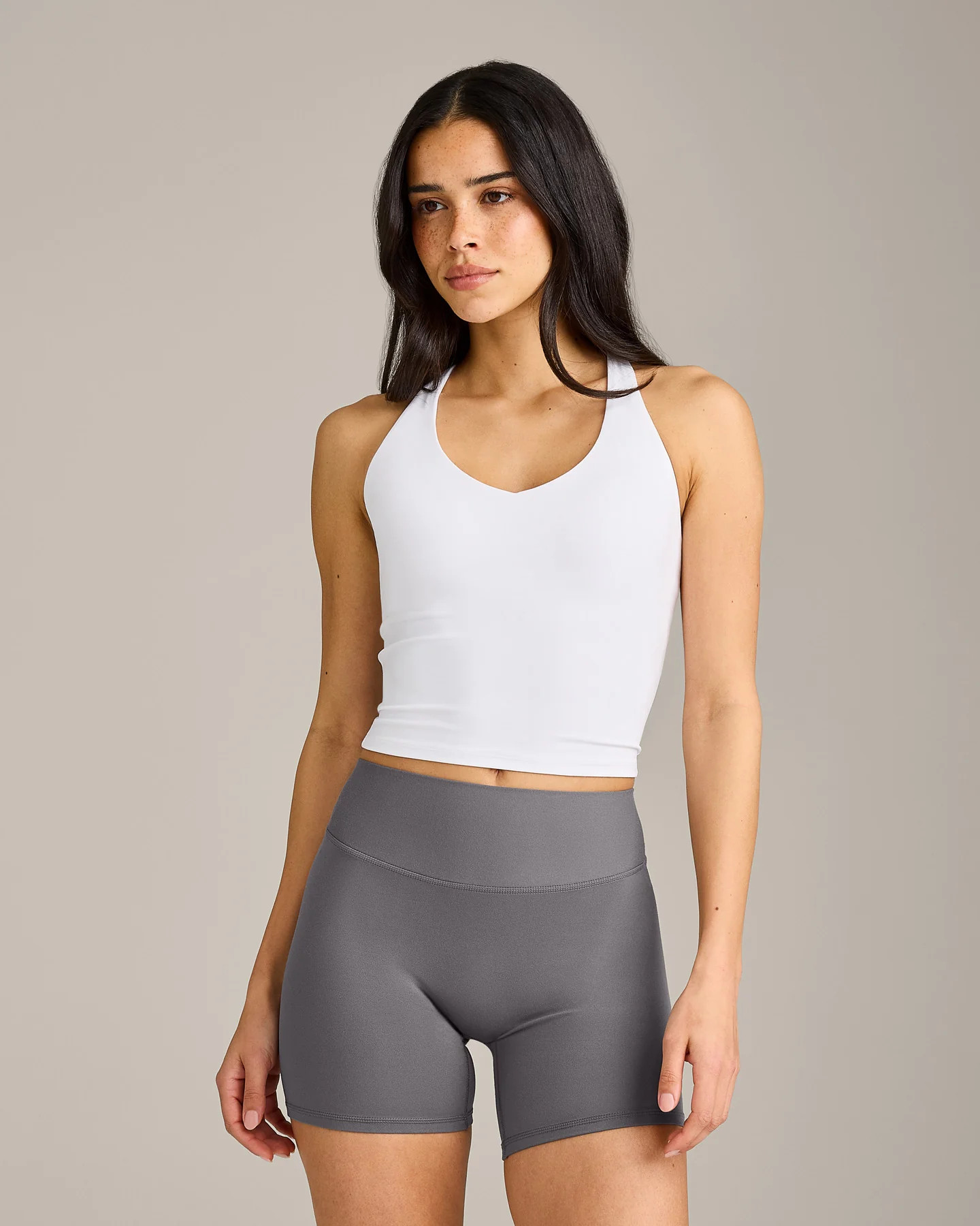 SoftMotion\u2122 Racer Back Mid Tank Top With Built in Bra Shelf 
 White | Oner Active (UK / US)