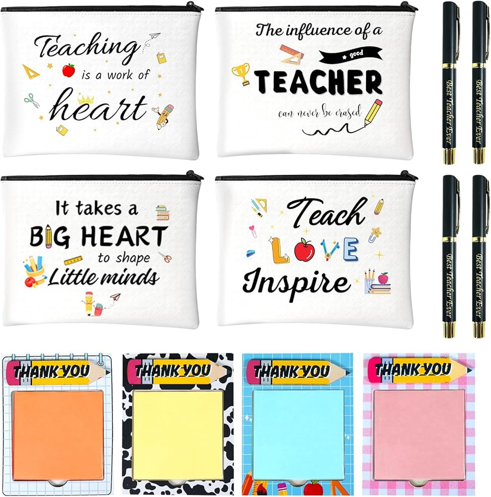 Teacher Gifts 4 Set, Teacher Appreciation Gifts in Bulk Thank You Best Teachers Gift, Gift for Te... | Amazon (US)