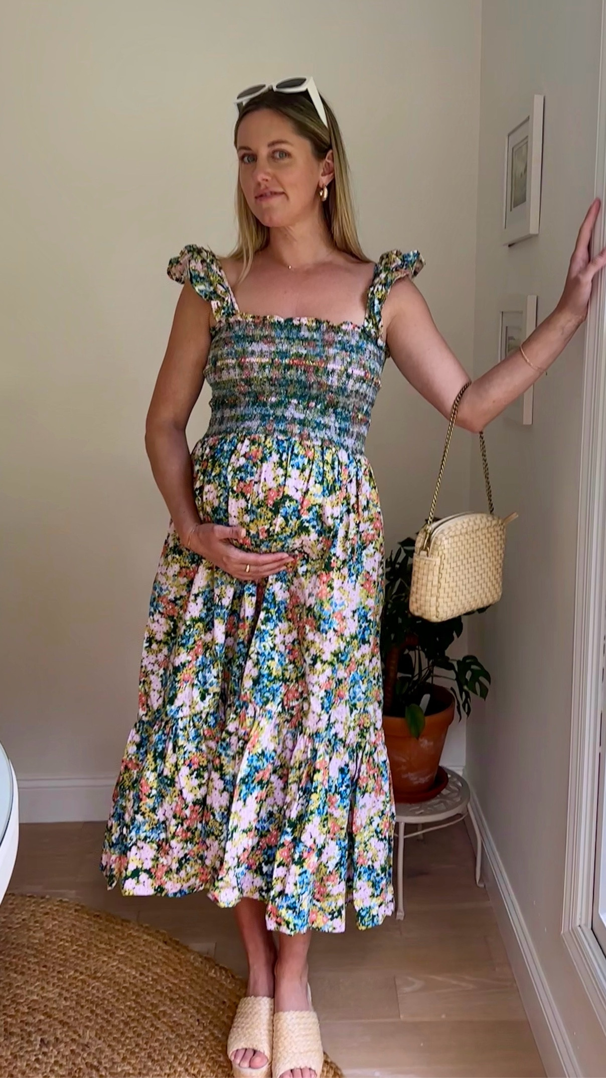Great maternity dress for a summer #weddingguest look. I’m 27weeks pregnant here. 
This pattern is discontinued but I tagged other patterns of the same dress! #summerdress #maternitydress 

#LTKBump #LTKWedding #LTKSeasonal