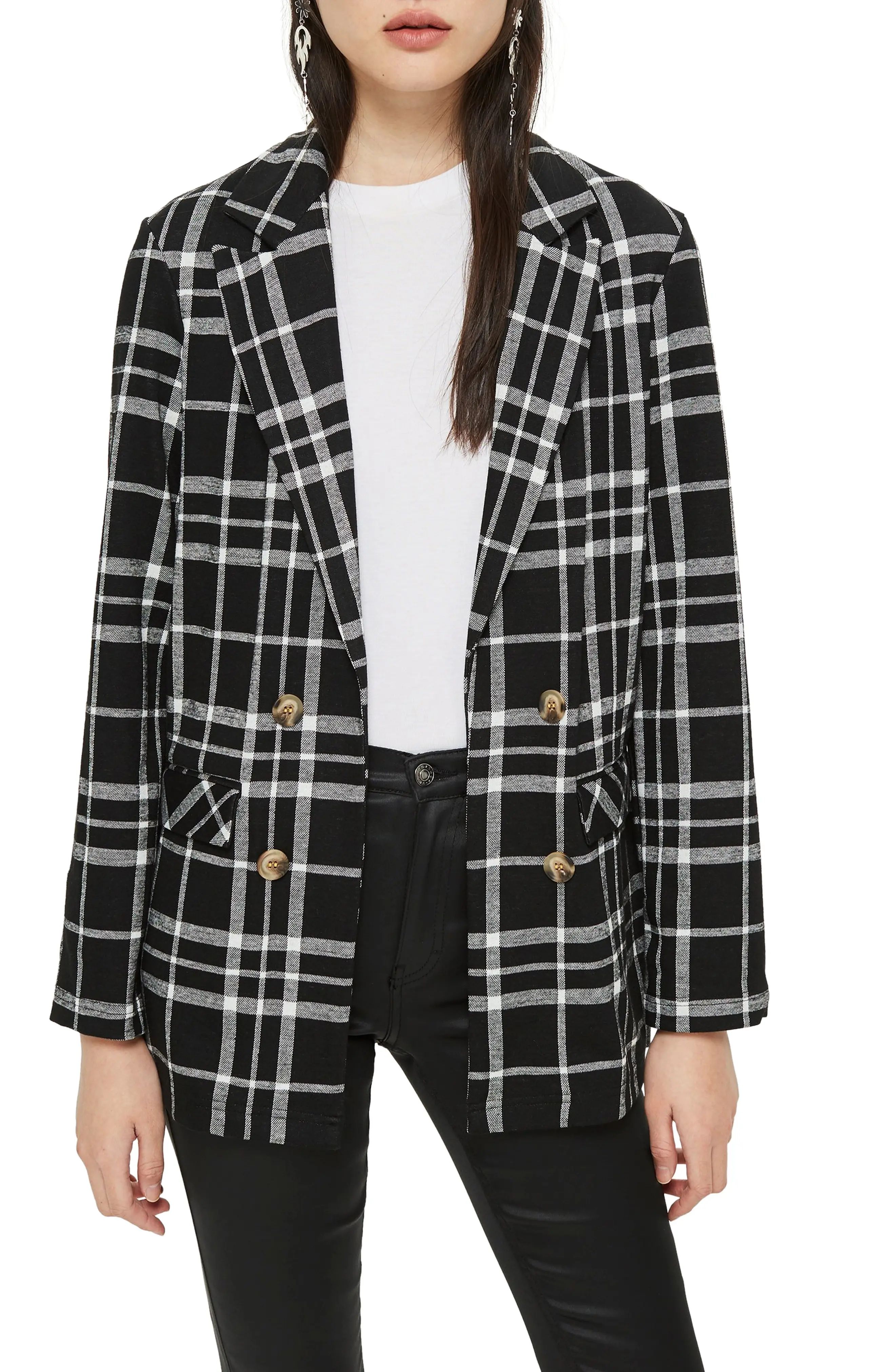 Topshop Double Breasted Check Jacket | Nordstrom