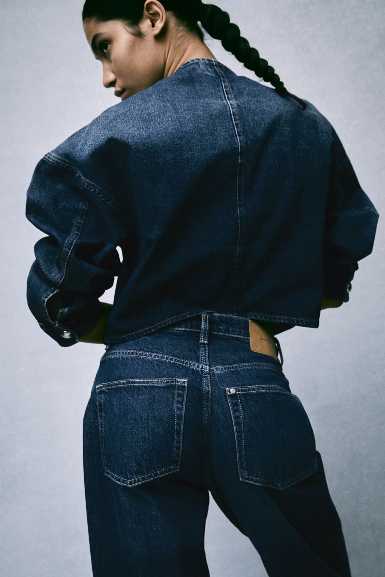 Curvy Fit Baggy High Jeans - Dark denim blue - Ladies | H&M US | H&M (US + CA)