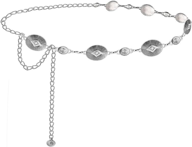 Women Long Tassel Waist Chain Belt Multilayer Body Belly Chain Metal Gold Silver Waist Chain Belt... | Amazon (US)