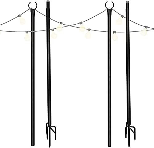 Holiday Styling String Light Pole - Outdoor Metal Poles with Hooks for Hanging String Lights - Ga... | Amazon (US)