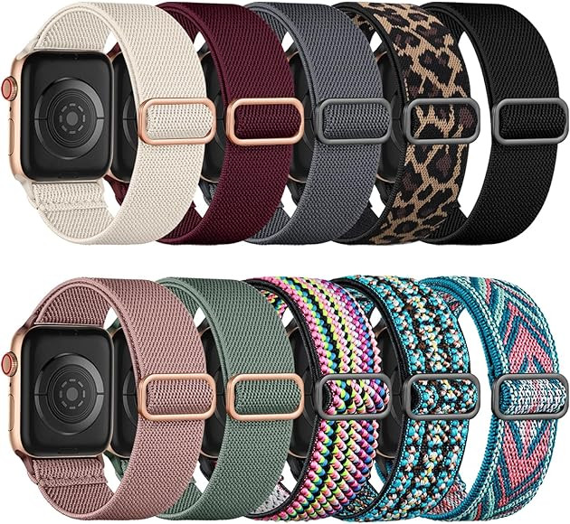 Maledan 10 Pack Stretchy Solo Loop Compatible with Apple Watch Band 38mm 40mm 41mm 42mm 44mm 45mm... | Amazon (US)