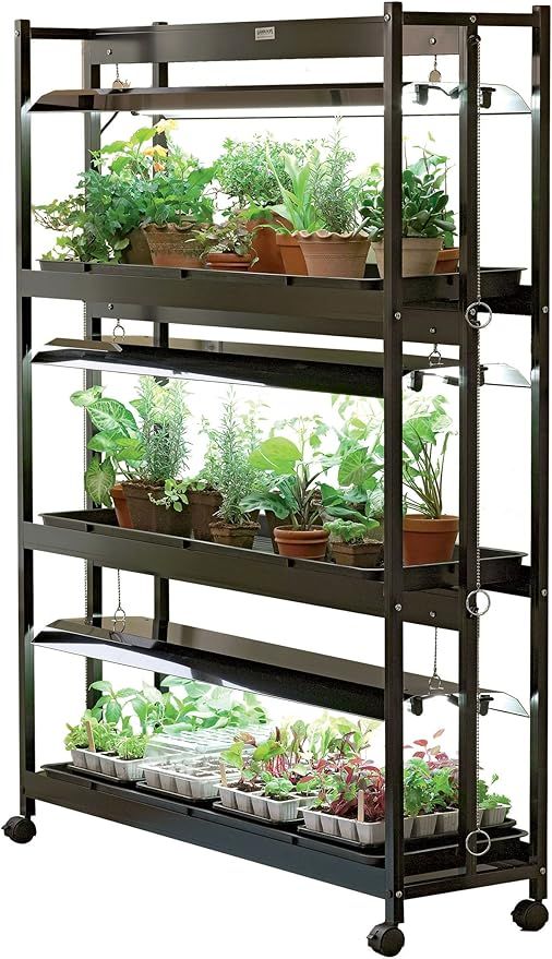 Gardeners Supply Company 3-Tier Plant Stand Indoor Grow Light Shelf Set | Sturdy Greenhouse Garde... | Amazon (US)