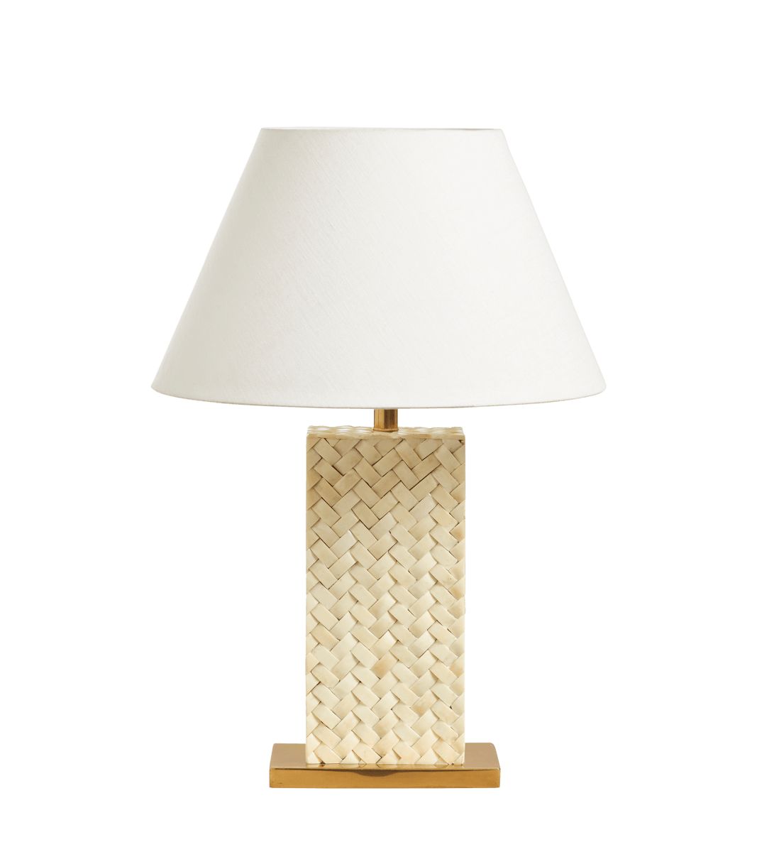 Haddee Bone Weave Table Lamp - Ivory | OKA US