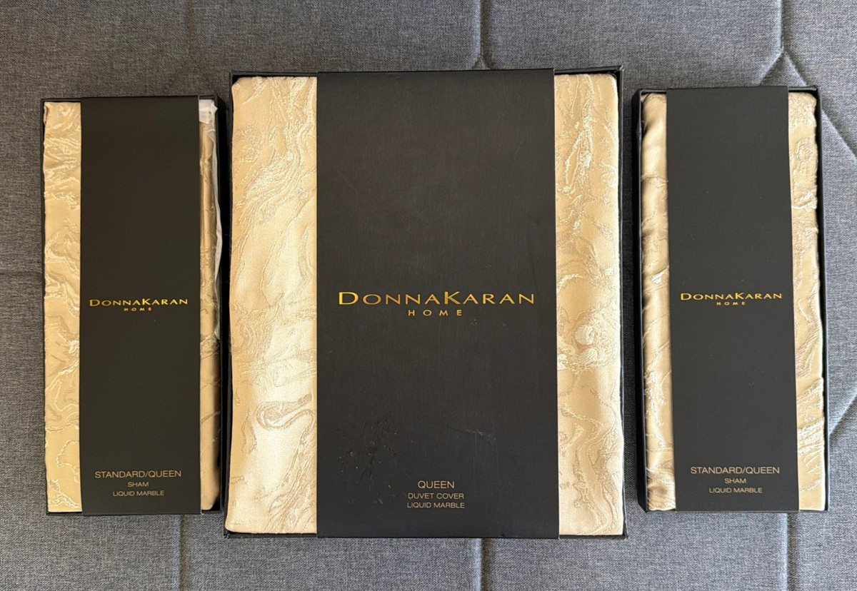 Donna Karan Liquid Marble Queen Duvet  GOLD/ Metallic W/ 2 Shams MSRP $820 | eBay | eBay US