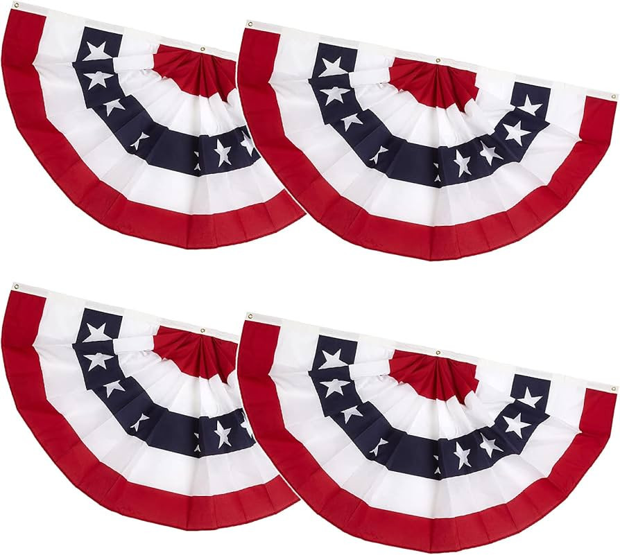 1.5x3Ft 4th of July Decorations Memorial Day American flags Bunting Flags outdoor- Half Fan Banne... | Amazon (US)
