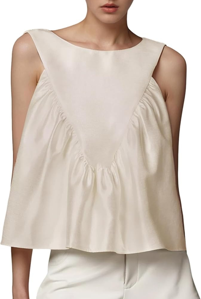 Arssm Women Peplum Babydoll Tank Tops Summer Shirred Swing Sleeveless Loose Fit Shirts Flowy Casu... | Amazon (US)