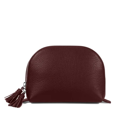 Medium Clamshell Makeup Bag Bordeaux | Leatherology