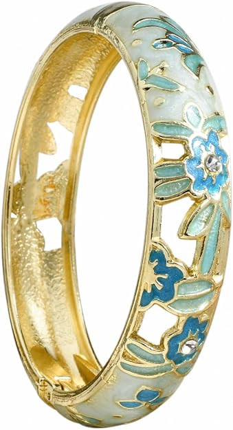 Cloisonne Vintage Colorful Flower Enamel Bangles Cuff Charm Gold Plated Floral Bracelets For Wome... | Amazon (US)
