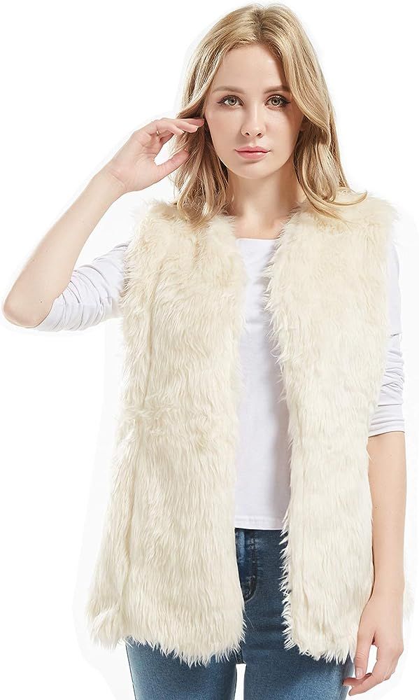 Bellivera Women's Faux Fur Vest Warm Sleeveless Outwear for Spring Fall and Winter | Amazon (US)