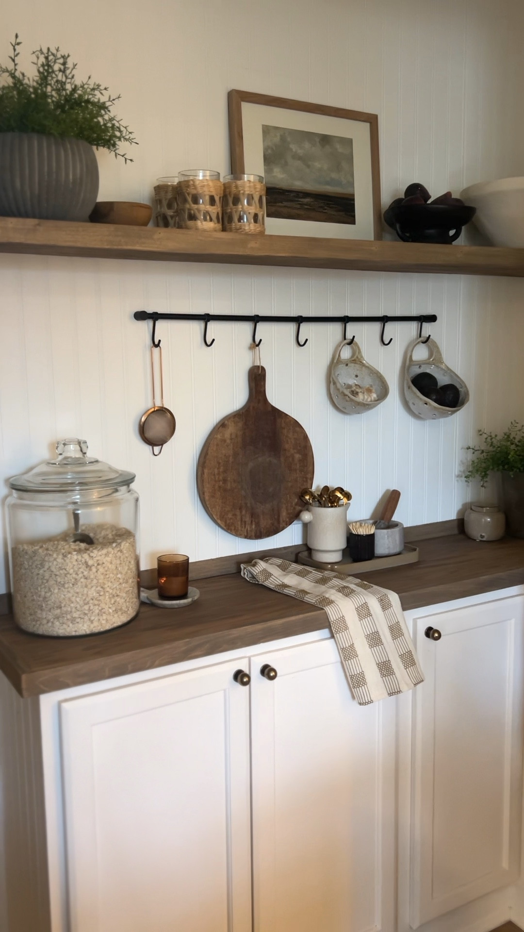 Pantry Inspo | pantry organization | pantry decor | utility rail | mug rail | kitchen rail | glass canister | berry dish | dish towel | tea towel | landscape art | pedestal dish | fruit bowl | butter dish | tray | pitcher | seagrass cup | mortar and pestal 

#LTKhome #LTKfindsunder100 #LTKfindsunder50