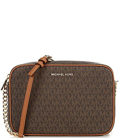 Michael Kors Signature Logo Jet Set Large East West Crossbody Bag - Brown | Dillard's