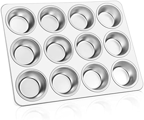 E-far Muffin Pan 12-Cup, Stainless Steel Cupcake Pan Metal Muffin Baking Tins for Oven, Regular S... | Amazon (US)