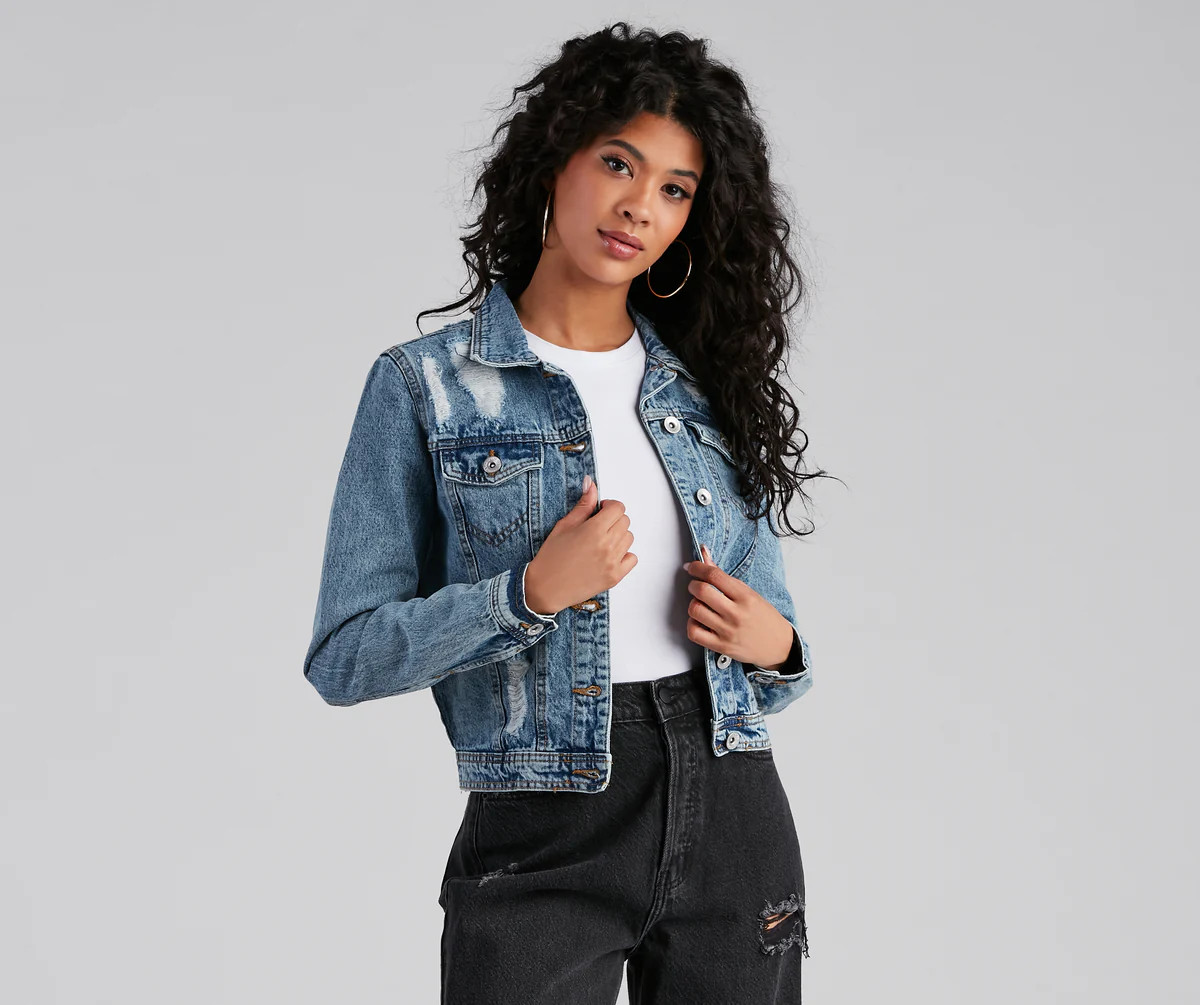 Ready To Roll Destructed Denim Jacket | Windsor Stores
