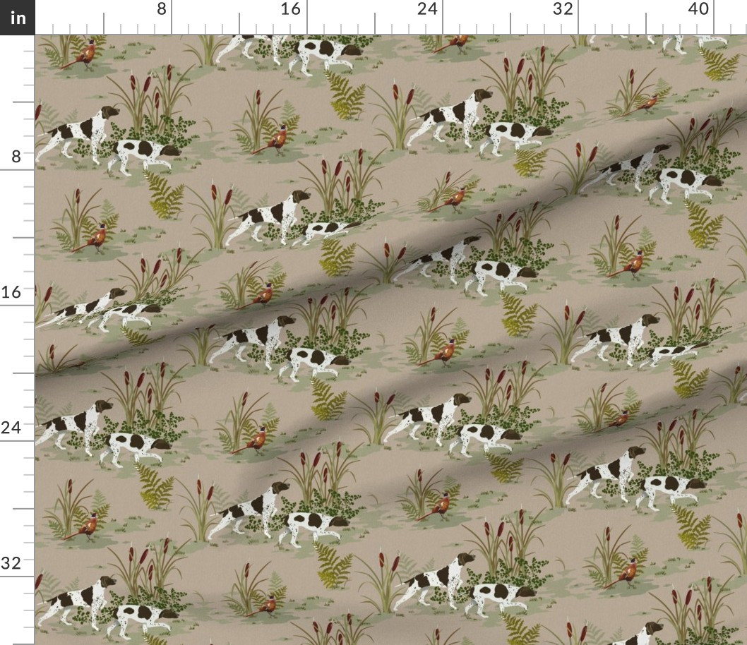 Vintage Hunting Dog Scene (Large Scale) - Warm Natural Fabric | Spoonflower | Spoonflower