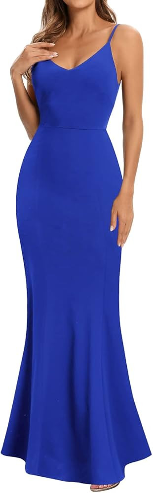 Womens Spaghetti Strap Long Mermaid Evening Formal Wedding Guest Dresses | Amazon (US)