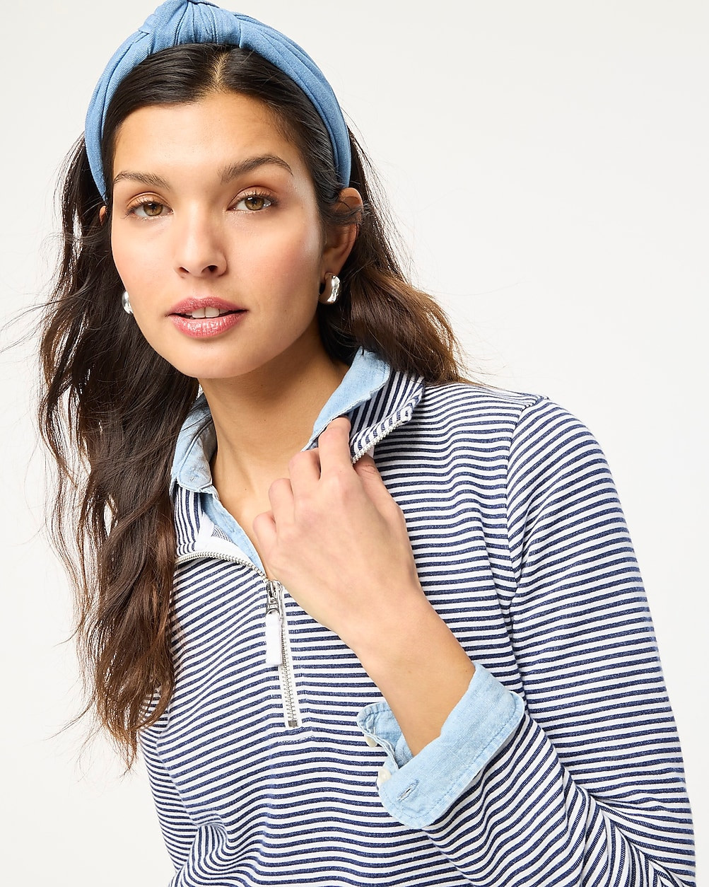 Striped terry half-zip pullover | J.Crew Factory