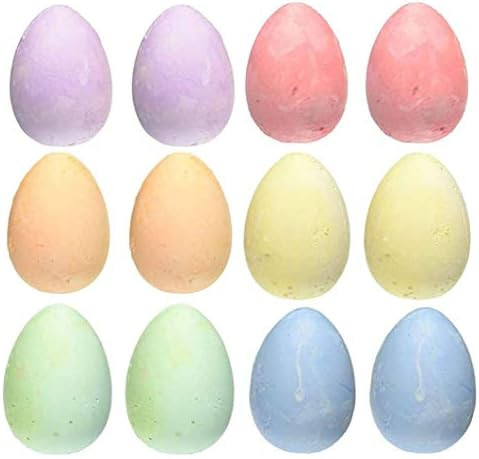 Sidewalk Chalk Set 12 Pieces 6 Colors Eggs-Shaped Jumbo Chalk City, Washable Art Play For Kid and Ad | Amazon (US)