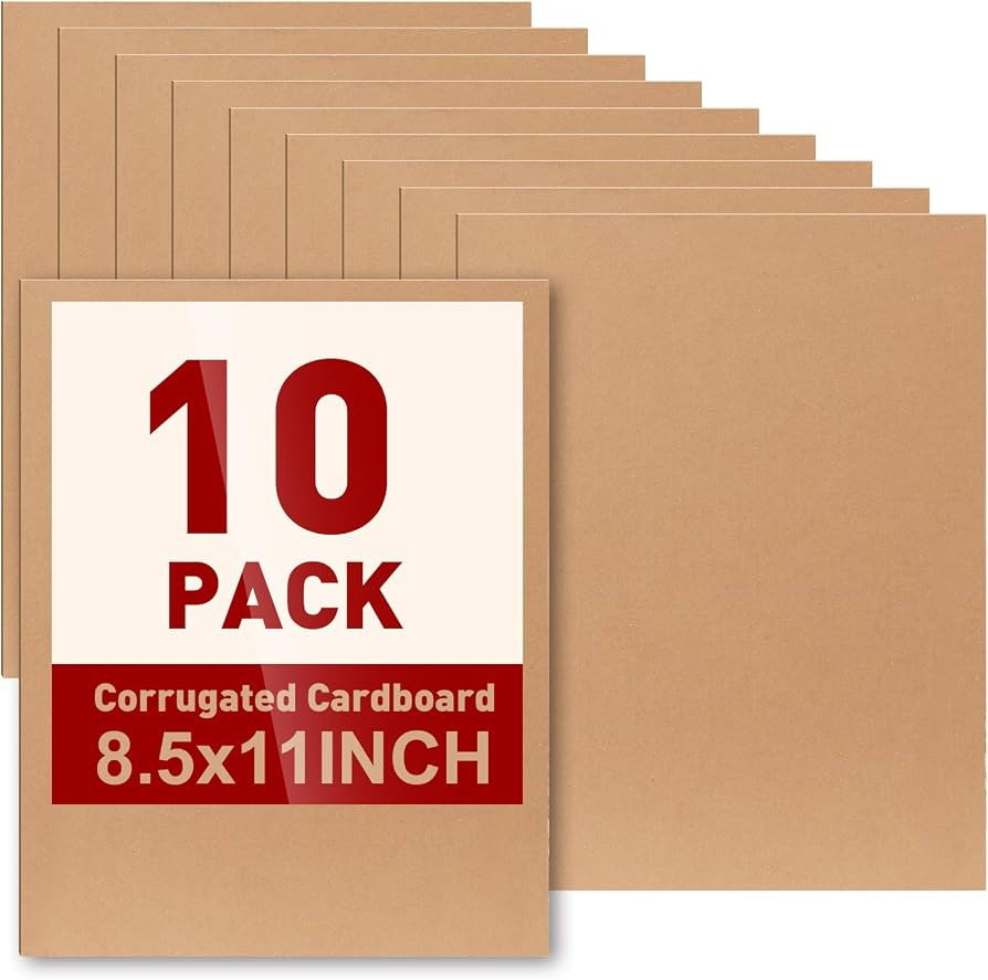 10 Pack 8.5x11 Inch Corrugated Cardboard Sheets, Flat Cardboard Paper | Amazon (US)