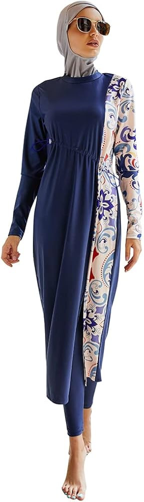 OBEEII Burkini Swimsuits for Women Full Coverage Long Sleeve Muslim Islamic Swimwear Burkini Bath... | Amazon (US)