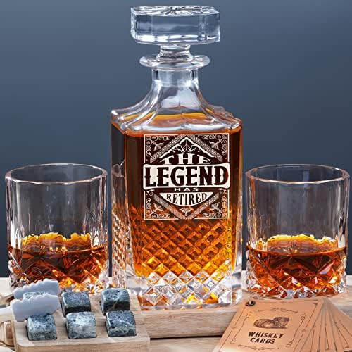 PONPUR The Legend Has Retired 2022 Retirement Gifts for Men Women, Whiskey Decanter Gift Set with... | Amazon (US)