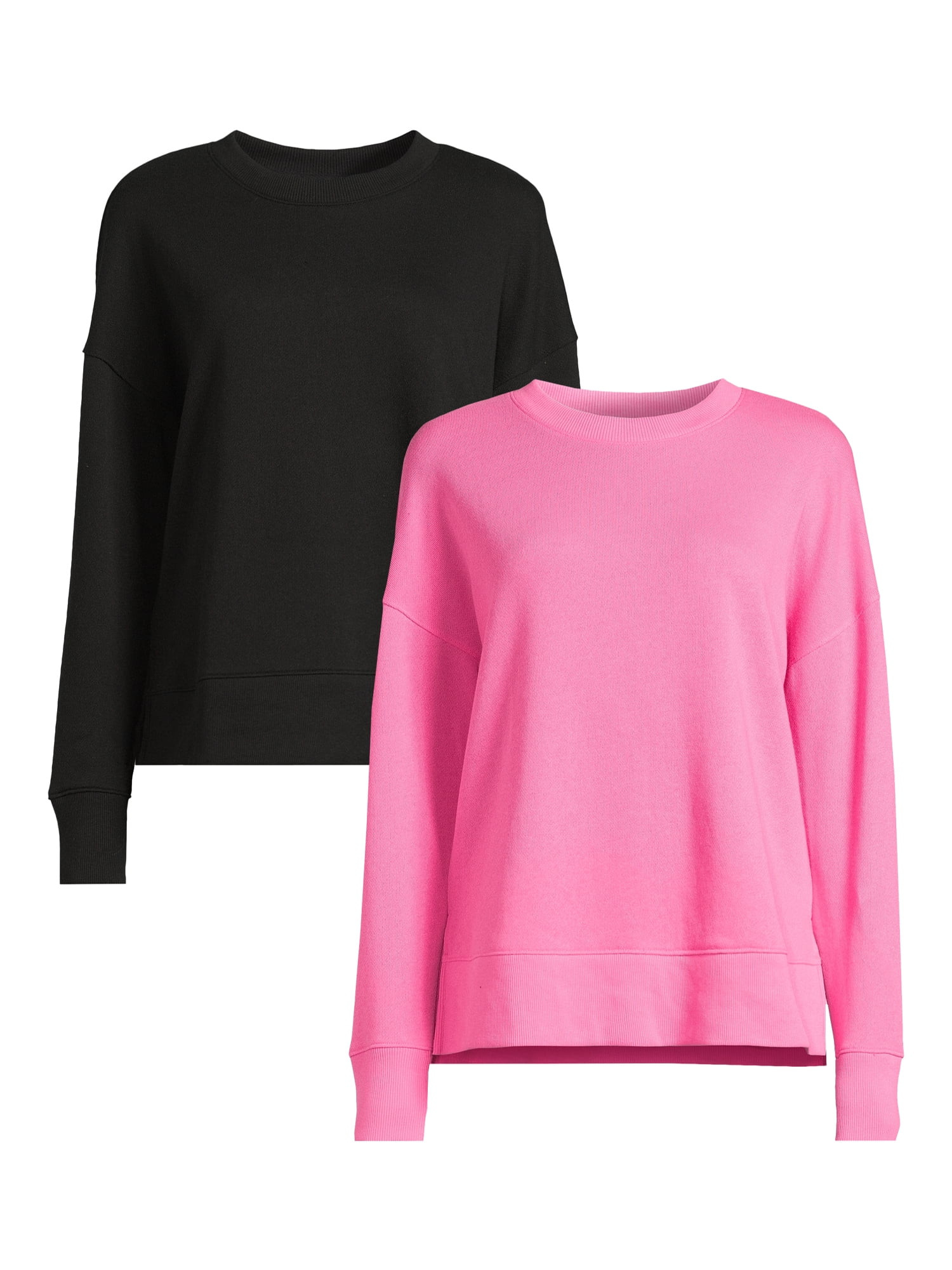 Time and Tru Women's Crewneck Sweatshirt with High-Low Hem, 2-Pack, Sizes XS-XXXL | Walmart (US)