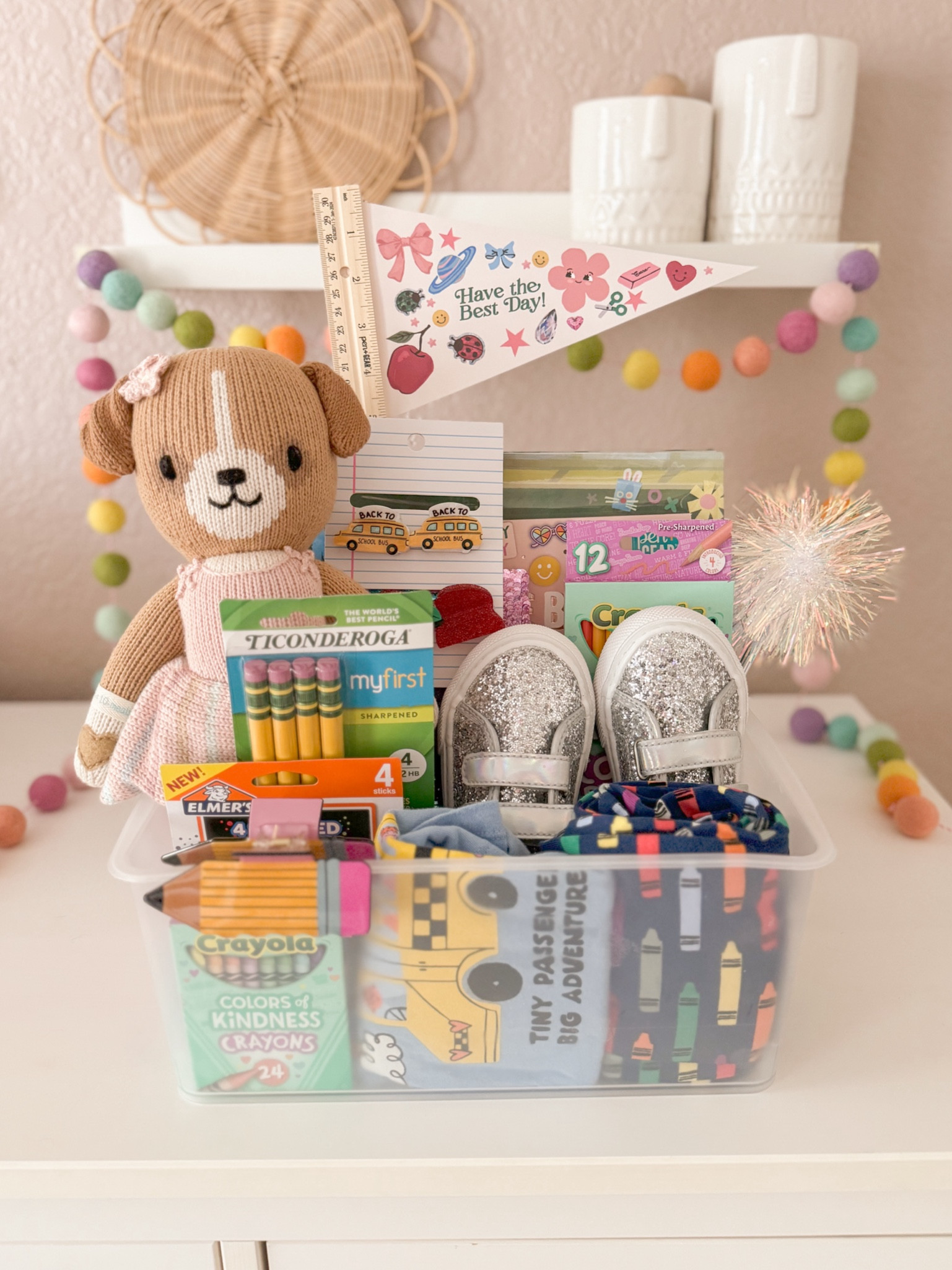 Back-to-school basket for my kinder baby 🌈✏️🍎 

#LTKKids #LTKFamily #LTKBacktoSchool