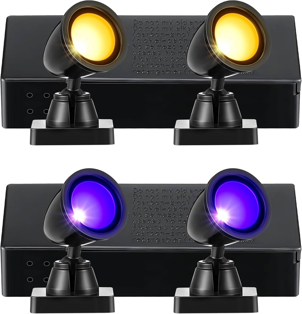 Halloween Village Collection Round Spot Light, Orange and Purple Village Spotlights Battery Opera... | Amazon (US)